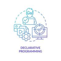 icono de concepto de gradiente azul de programación declarativa. tipo de paradigma de codificación idea abstracta ilustración de línea delgada. especificando el resultado deseado. dibujo de contorno aislado vector