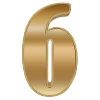 3D Rendering Metallic Number Design. Six. png