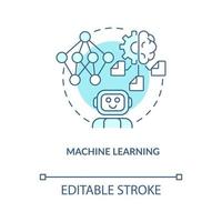 Machine learning turquoise concept icon. Automatic algorithm. Data science technology abstract idea thin line illustration. Isolated outline drawing. Editable stroke vector