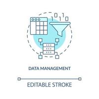 Data management turquoise concept icon. Digital service. Information processing stage abstract idea thin line illustration. Isolated outline drawing. Editable stroke vector