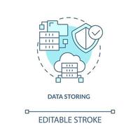 Data storing turquoise concept icon. Cloud storage. Virtual information processing abstract idea thin line illustration. Isolated outline drawing. Editable stroke vector