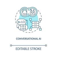 Conversational AI turquoise concept icon. Data science solution for business abstract idea thin line illustration. Isolated outline drawing. Editable stroke vector