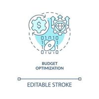Marketing budget optimization turquoise concept icon. Data science in business abstract idea thin line illustration. Isolated outline drawing. Editable stroke vector