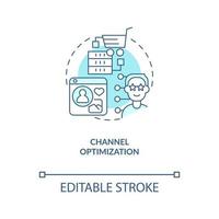 Channel optimization turquoise concept icon. Business. Data science in marketing abstract idea thin line illustration. Isolated outline drawing. Editable stroke vector
