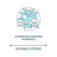 Augmented consumer interfaces turquoise concept icon. AI and data science solution abstract idea thin line illustration. Isolated outline drawing. Editable stroke vector