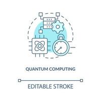 Quantum computing turquoise concept icon. Machine learning. Data science technology abstract idea thin line illustration. Isolated outline drawing. Editable stroke vector