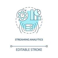 Streaming analytics turquoise concept icon. Data science abstract idea thin line illustration. Isolated outline drawing. Editable stroke information processing vector