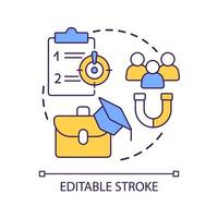 Engage educated staff concept icon. Employment process optimization. Human resources regulation abstract idea thin line illustration. Isolated outline drawing. Editable stroke vector