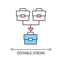 Horizontal merger RGB color icon. Combining two companies into enterprise. Merging firms process. Isolated vector illustration. Simple filled line drawing. Editable stroke