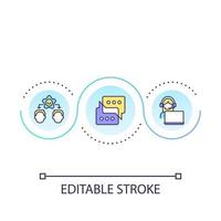 Effective communication in call center loop concept icon. Professional customer service abstract idea thin line illustration. Isolated outline drawing. Editable stroke vector