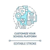 Customize your school platform blue concept icon. Launching school LMS abstract idea thin line illustration. Isolated outline drawing. Editable stroke vector