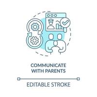 Communicate with parents blue concept icon. School learning management system abstract idea thin line illustration. Isolated outline drawing. Editable stroke vector