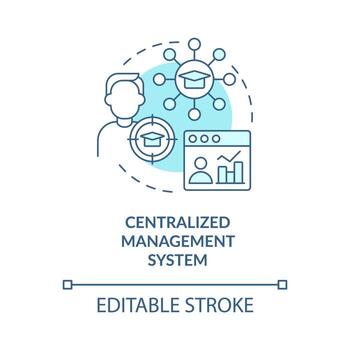 Centralised management system blue concept icon. Student tracking. LMS benefit abstract idea thin line illustration. Isolated outline drawing. Editable stroke vector