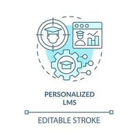 Personalized LMS blue concept icon. Customize settings. Learning management system abstract idea thin line illustration. Isolated outline drawing. Editable stroke vector