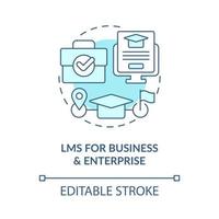 LMS for business and enterprise blue concept icon. Learning management deployment abstract idea thin line illustration. Isolated outline drawing. Editable stroke vector