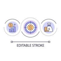 Financial profit from smart investment loop concept icon. Money savings growth. Commercial success abstract idea thin line illustration. Isolated outline drawing. Editable stroke vector