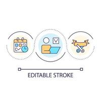 Planning corporate event loop concept icon. Great opening scheduling. Business strategy abstract idea thin line illustration. Isolated outline drawing. Editable stroke vector