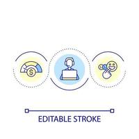 Low cost customer service loop concept icon. Client assistance. Call center. Affordable prices abstract idea thin line illustration. Isolated outline drawing. Editable stroke vector