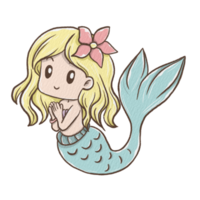 Sweet Mermaid Yellow Hair Girl with Blue Tail. Digital paint watercolor style with paper texture. Decoration for any design. Illustration about Marine Life. png