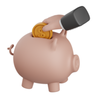 3d rendering piggy bank isolated useful for banking, money, currency, finance and business design png