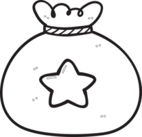 cute Christmas Santa sack back decoration cartoon doodle outline hand drawing png