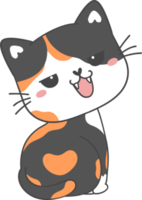 lindo kawaii juguetón calico gatito gato dibujos animados dibujo garabato contorno png