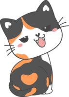 carino kawaii giocoso calicò gattino gatto cartone animato disegno scarabocchio schema png