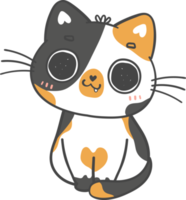 schattig kawaii speels calico pot kat tekenfilm tekening tekening schets png