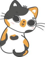 cute  kawaii playful calico kitty cat cartoon drawing doodle outline png