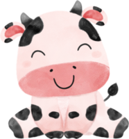lindo sorriso feliz bebê vaca menino aniversário criança desenho animado aquarela png