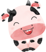 mignon heureux sourire bébé vache garçon anniversaire enfant dessin animé aquarelle png