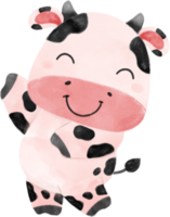 cute happy smile  baby cow boy birthday kid cartoon watercolour png