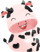linda feliz sonrisa bebé vaca chico cumpleaños niño dibujos animados acuarela png