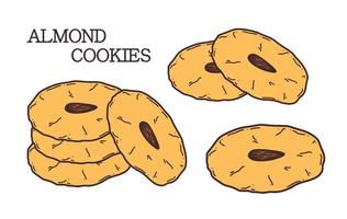 Ilustración de vector de galletas de almendras chinas. galleta de almendras de postre de año nuevo chino