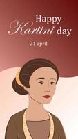 selamat hari kartini. traducción feliz día de kartini. vector