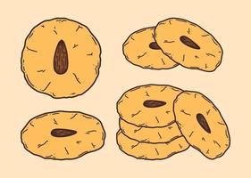 Ilustración de vector de galletas de almendras chinas. galleta de almendras de postre de año nuevo chino