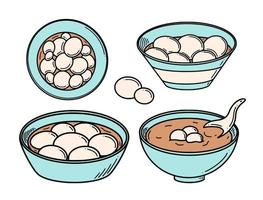 Sopa de bolas de masa hervida dulce tang yuan ilustración vectorial. postre de año nuevo chino tangyuan vector
