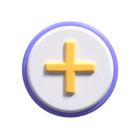Illustration 3d d'un plus avec des couleurs esthétiques adaptées au web, à l'apk ou à des ornements supplémentaires pour votre projet png