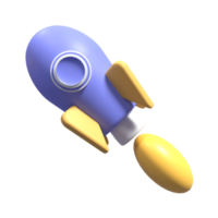 Ilustração 3D de um foguete com cores estéticas adequadas para web, apk ou ornamentos adicionais para o seu projeto png