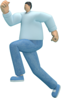 personagem de desenho animado vestindo jeans e camisa longa. ele está correndo. png