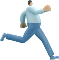 personnage de dessin animé portant un jean et une chemise longue. il court. png