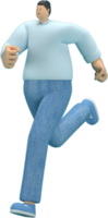 cartone animato personaggio indossare jeans e lungo camicia. lui è correre. png