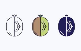 Kiwi cut and sliced vector