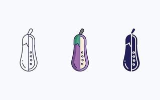 Aubergine cut and sliced vector