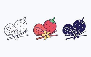 Vanilla and strawberries icon vector