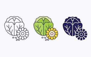 Cabbage and corn icon vector