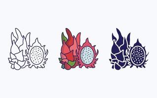 vector of whole and cut Dragon fruit