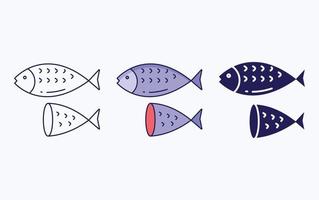 icono de corte de pescado vector