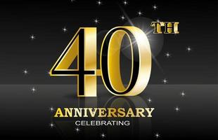 40 th anniversary celebration. Abstract design for concept design. Happy birthday concept. Web banner. 3d vector. Shiny party background. Birthday date concept. vector