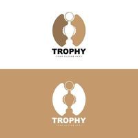 Championship Trophy Logo, Champion Award Winner Trophy Design, Vector Icon Template